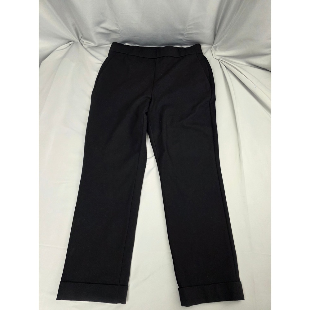Ann Taylor Factory Black Cuffed Ankle Pants Stretch Straight Leg Womens Medium